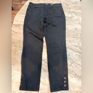 J.Jill Black Slim Ankle Jeans Size 6 Authentic Fit Button Detail Stretch Denim